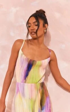 Tall Robe Longue Plissée Violette à Imprimé Aquarelle Et Bretelles -Logic || Diamond || Zero Soldes Boutique 017642efd32682d867a06f9e79bbc344129ece12 cne8163 4