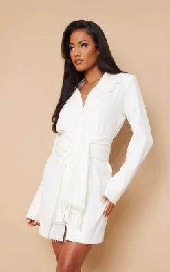 Tall Robe Blazer Blanche Nouée à La Taille -Logic || Diamond || Zero Soldes Boutique 0d730ca74727f1eac91ac94e5a101c6c89f2478f cnb6610 3
