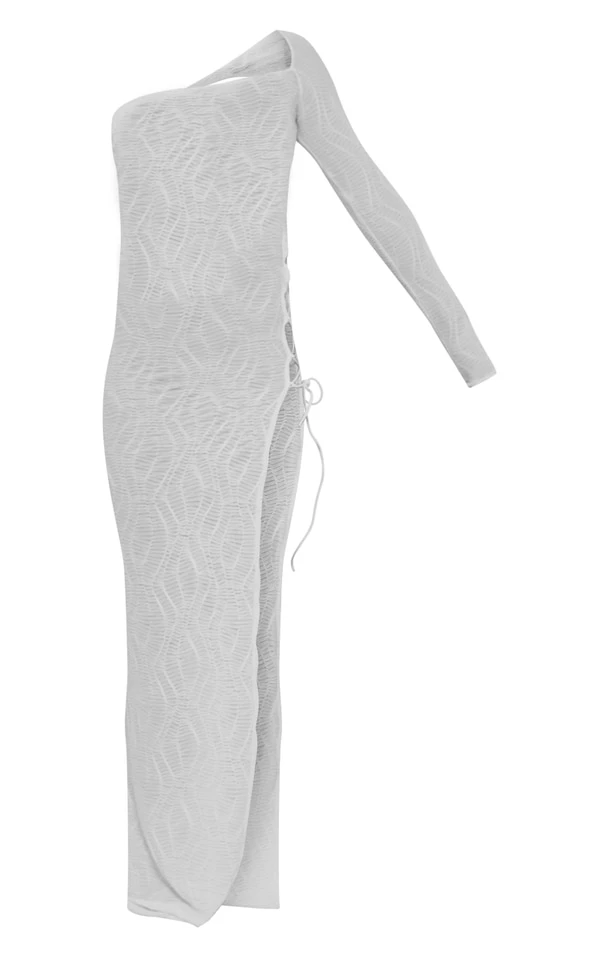 Robe De Plage Asymétrique Longue Texturée Blanche à Taille Basse 7 Robe De Plage Asymétrique Longue Texturée Blanche à Taille Basse – Image 5
