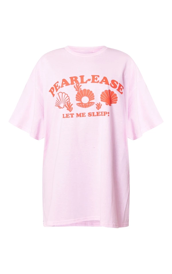 Robe De Chambre Style T-shirt Rose à Slogan "Pearl-ease Let Me Sleep" Imprimé 6 Robe De Chambre Style T-shirt Rose à Slogan "Pearl-ease Let Me Sleep" Imprimé – Image 5