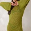 Tall Mini-robe En Maille Tricot Vert Olive à Manches Longues