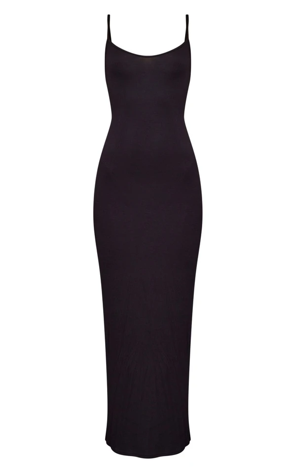 Logic Tall Robe Longue En Jersey Noir à Bretelles 7 Logic Tall Robe Longue En Jersey Noir à Bretelles – Image 5