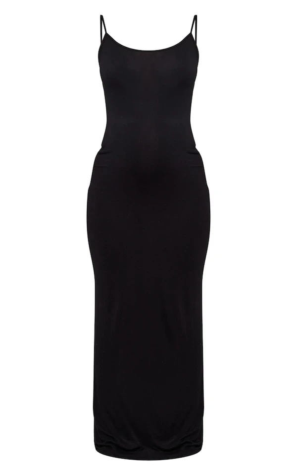 Logic Maternité Robe De Grossesse Longue En Jersey Noir à Bretelles 7 Logic Maternité Robe De Grossesse Longue En Jersey Noir à Bretelles – Image 5