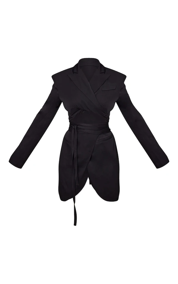 Tall Robe Blazer Noire à Lien Noué 6 Tall Robe Blazer Noire à Lien Noué – Image 4