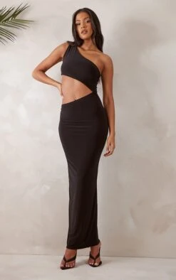Tall Robe Longue Moulante Découpée Noire