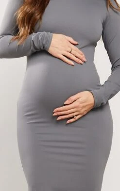Maternité Robe De Grossesse Longue Gris Clair Sculpt Luxe à Manches Longues -Logic || Diamond || Zero Soldes Boutique 25fd8c1ecf85a0d2f1a688fe9850d4adb2e6ceba cnd3250 4