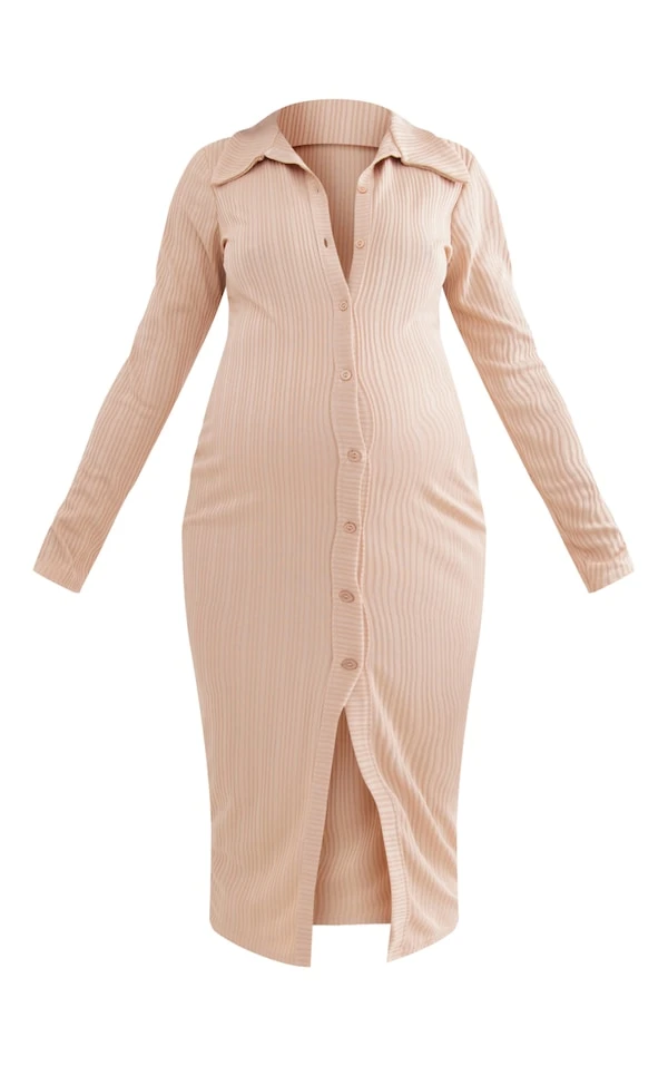 Maternité Robe De Grossesse Mi-longue Gris Pierre à Col 7 Maternité Robe De Grossesse Mi-longue Gris Pierre à Col – Image 5