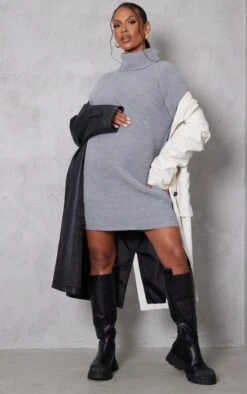 Maternité Robe Pull De Grossesse Gris Chiné Oversize à Col Montant -Logic || Diamond || Zero Soldes Boutique 28c5a75a58983ee18c4a894163a087a67bde5fed cna9481 3