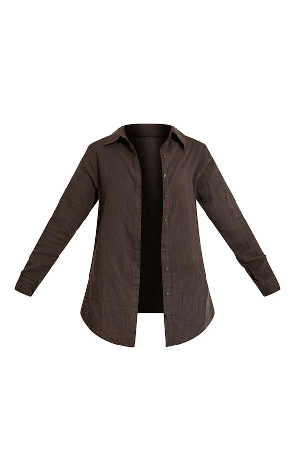 Diamond Robe Chemise De Plage Oversize Crêpée Douce Chocolat 7 Diamond Robe Chemise De Plage Oversize Crêpée Douce Chocolat – Image 5