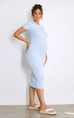 Maternité Robe De Grossesse Mi-longue Bleu Ciel Côtelée à Col Ras-du-cou -Logic || Diamond || Zero Soldes Boutique 315860689eed03a8f7d9b8b9c6bfe3d761c9ce53 cnd7199 3