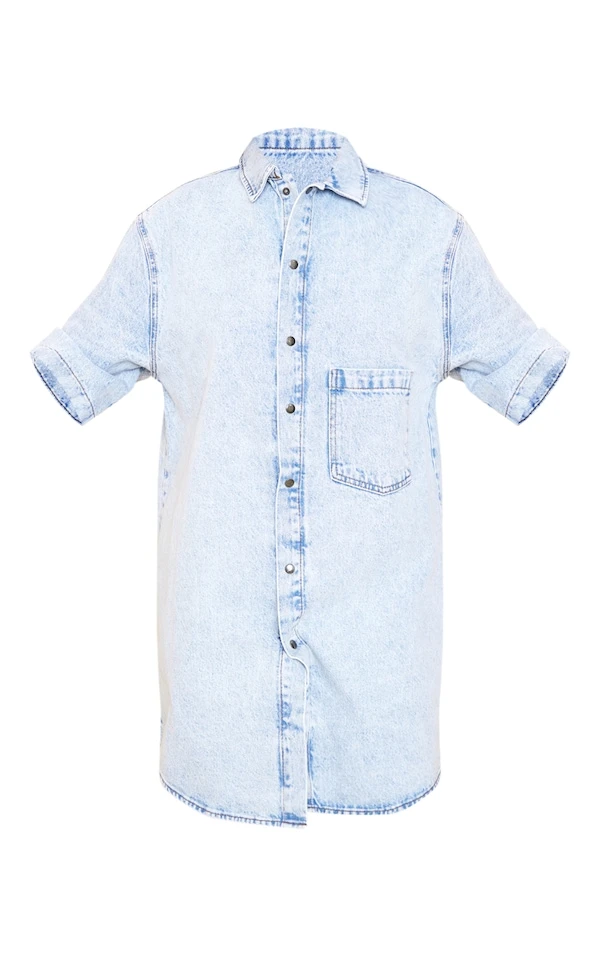 Tall Robe Chemise En Jean Oversize Délavé Vintage 7 Tall Robe Chemise En Jean Oversize Délavé Vintage – Image 5