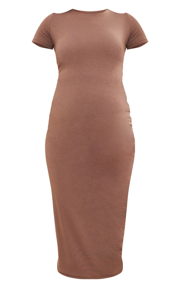 Maternité Robe De Grossesse Mi-longue En Jersey Chocolat à Manches Courtes 7 Maternité Robe De Grossesse Mi-longue En Jersey Chocolat à Manches Courtes – Image 5
