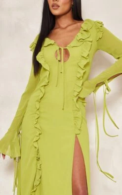 Tall Robe Longue Vert Citron à Volants Et Manches Longues -Logic || Diamond || Zero Soldes Boutique 47590d3c975eea75d505acf4060bd021cb6d50a1 cnd3479 4