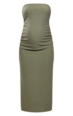 Maternité Robe De Grossesse Bustier Longue Texturée Vert Olive -Logic || Diamond || Zero Soldes Boutique 476c1287983bc94e979c1f338561c8a313b7824f cne2185 5