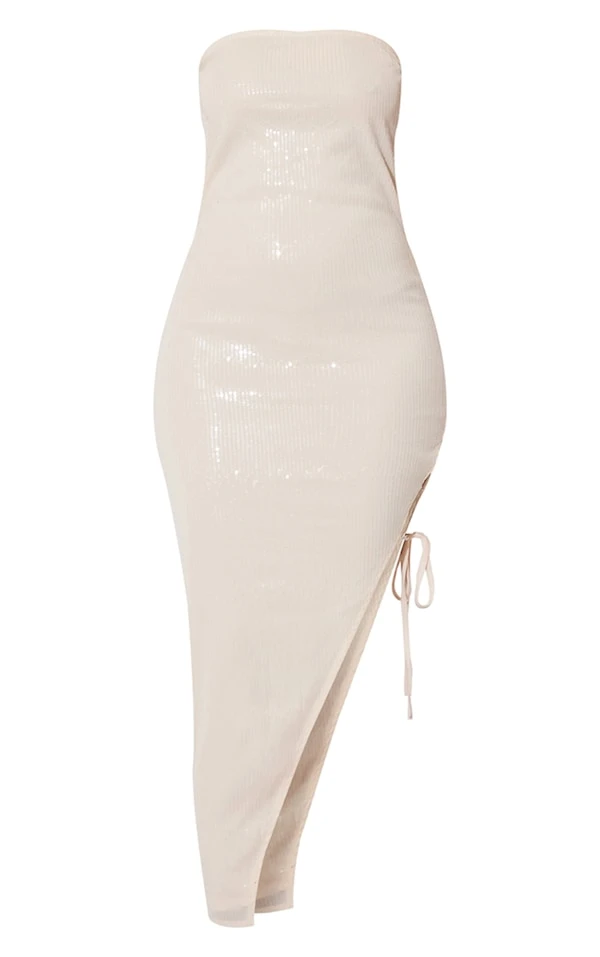 Tall Robe Bustier Mi-longue Nude à Sequins 7 Tall Robe Bustier Mi-longue Nude à Sequins – Image 5