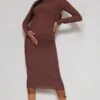 Maternité Robe De Grossesse Mi-longue Froncée Chocolat à Manches Longues -Logic || Diamond || Zero Soldes Boutique 4b555122c2519d07097ba47f5c8a8dfb1fe12363 cnd0102 1