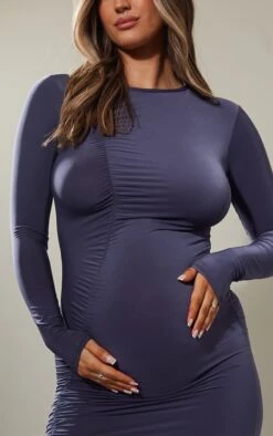 Maternité Robe Longue De Grossesse Gris Anthracite à Fronces -Logic || Diamond || Zero Soldes Boutique 54afde02eeeabc60f3a92337e63d2dbb9b9d7f35 cnb2433 4