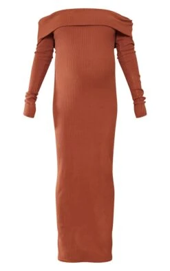 Maternité Robe Longue De Grossesse Chocolat Côtelée Brossée à épaules Dénudées -Logic || Diamond || Zero Soldes Boutique 656aa06c7331d5a560070d61830cc268319beb3d cnd3068 5