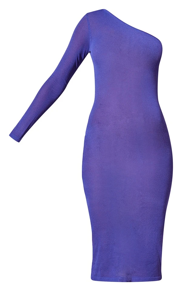 Tall Robe Mi-longue En Maille Tricot Transparente Bleue à Découpes Et épaule Unique 7 Tall Robe Mi-longue En Maille Tricot Transparente Bleue à Découpes Et épaule Unique – Image 5