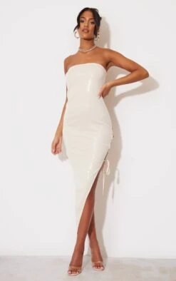 Tall Robe Bustier Mi-longue Nude à Sequins