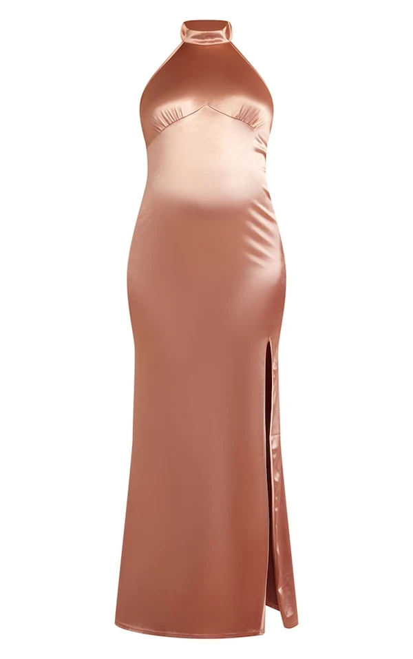 Maternité Robe De Grossesse Longue Rose Cendré Moulante Style Disco à Dos Nu 7 Maternité Robe De Grossesse Longue Rose Cendré Moulante Style Disco à Dos Nu – Image 5