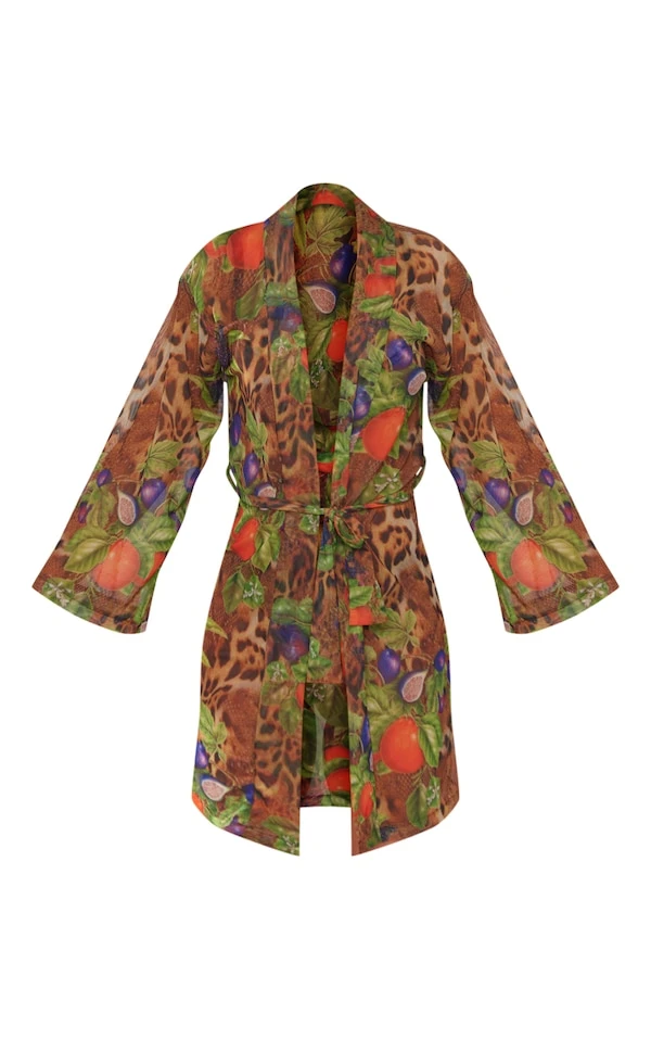 Robe De Chambre En Mesh Multicolore Imprimé Léopard 7 Robe De Chambre En Mesh Multicolore Imprimé Léopard – Image 5