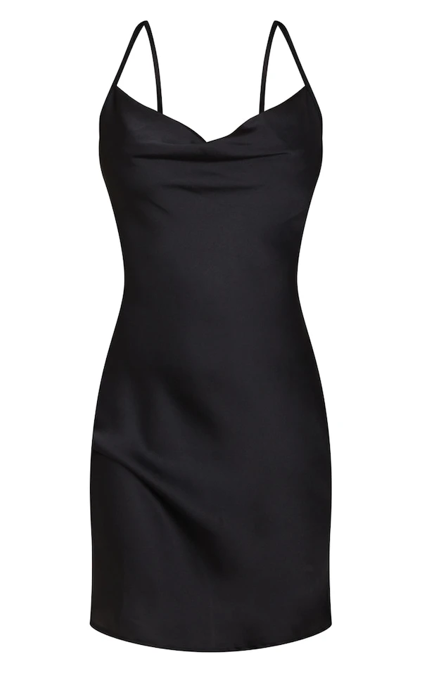 Tall Robe Droite Satinée Noire à Col Bénitier 7 Tall Robe Droite Satinée Noire à Col Bénitier – Image 5