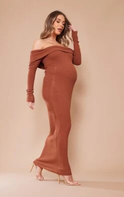 Maternité Robe Longue De Grossesse Chocolat Côtelée Brossée à épaules Dénudées -Logic || Diamond || Zero Soldes Boutique 8dfafa41582a8f1f2b6fd935ded7ea55ad42c030 cnd3068 3