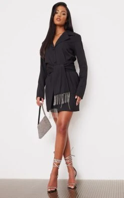 Tall Robe Blazer Noire Nouée à La Taille -Logic || Diamond || Zero Soldes Boutique 8fe4c82712ddb8719fb06face0fc271e45f3478a cnb6663 3