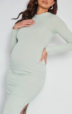 Logic Maternité Robe De Grossesse Mi-longue Côtelée Vert Sauge à Manches Longues -Logic || Diamond || Zero Soldes Boutique 94296061e52ebdb64e6c8c19a85a1064d51a9243 cne2350 4