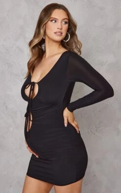 Logic || Diamond || Zero Soldes Boutique 3 Maternité Mini Robe De Grossesse Moulante Noire Découpée