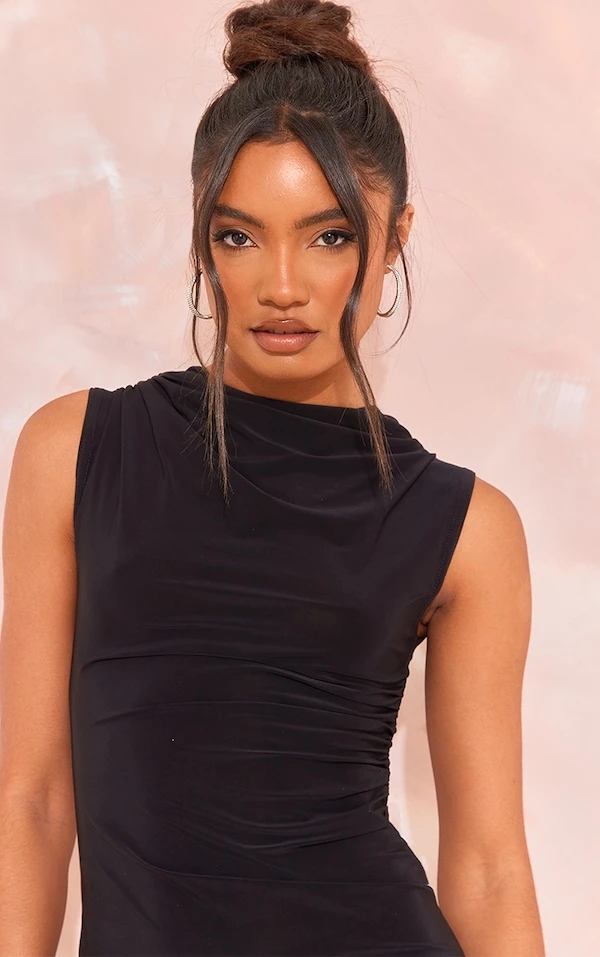 Tall Mini Robe Moulante Froncée Noire 6 Tall Mini Robe Moulante Froncée Noire – Image 4