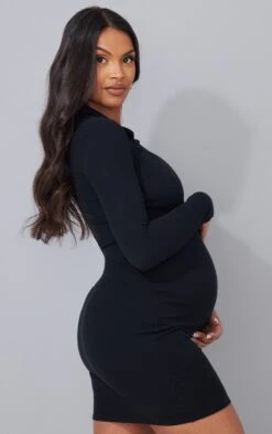 Maternité Mini-robe De Grossesse Noire à Col Polo Et Décolleté Plongeant -Logic || Diamond || Zero Soldes Boutique 9cf06612448d5c48ef62b32a61026e8634f0c0a0 cmw5814 3