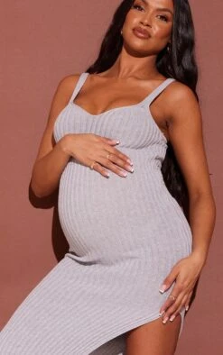 Maternité Robe De Grossesse Mi-longue En Maille Tricot Grise Côtelée -Logic || Diamond || Zero Soldes Boutique 9fdcc6f4ecaea4559656e5b24db5fe8d049e643e cmv9470 5