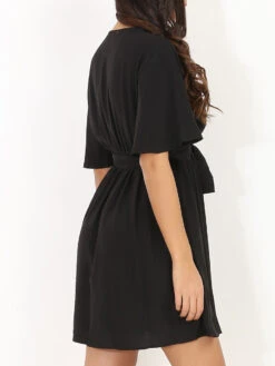 Robe Encolure Dentelle Ceinturée -Logic || Diamond || Zero Soldes Boutique O22 3458 BLK 2