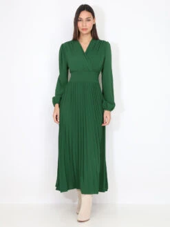 Robe Longue évasée Et Plissée -Logic || Diamond || Zero Soldes Boutique O33 L53012 GRN 3