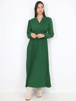 Robe Longue évasée Et Plissée -Logic || Diamond || Zero Soldes Boutique O33 L53012 GRN 4