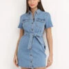 Robe Chemise Denim Ceinturée -Logic || Diamond || Zero Soldes Boutique P21 H3876 BLU 1