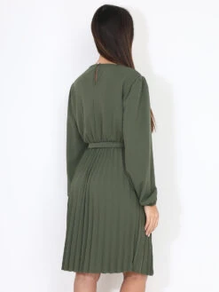 Robe Patineuse Plissée Et Ceinturée 7 Robe Patineuse Plissée Et Ceinturée -Logic || Diamond || Zero Soldes Boutique P21 L51568 KHK 2