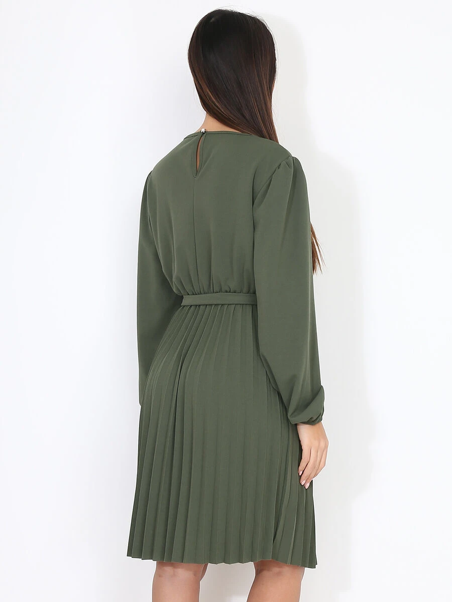 Robe Patineuse Plissée Et Ceinturée 4 Robe Patineuse Plissée Et Ceinturée – Image 2