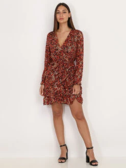 Robe à Volants Et Motif -Logic || Diamond || Zero Soldes Boutique P22 8089 E BLK 3