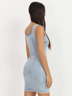 Robe En Jeans Bleu Clair Moulante à Zip Bleu Clair -Logic || Diamond || Zero Soldes Boutique P24 L19051 1 LTBLU 2