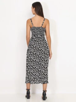 Robe Mi-longue à Volants Et Petites Fleurs -Logic || Diamond || Zero Soldes Boutique P29 1869 3N BLK 2