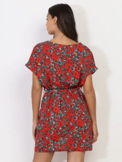 Robe Fleurie Avec Cordon -Logic || Diamond || Zero Soldes Boutique R06 6980 3 RED 2