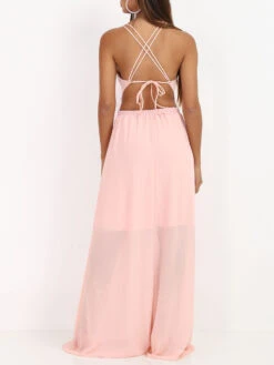 Robe Longue à Double Bretelles Croisées -Logic || Diamond || Zero Soldes Boutique R08 4360 PNK 2