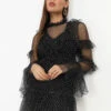 Robe à Volants En Tulle -Logic || Diamond || Zero Soldes Boutique R09 22801 BLK 1