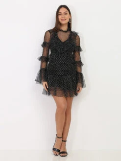Robe à Volants En Tulle -Logic || Diamond || Zero Soldes Boutique R09 22801 BLK 4