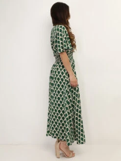 Robe Boutonnée à Motif Graphique -Logic || Diamond || Zero Soldes Boutique R14 P8382 T GRN 2