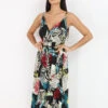 Robe Mi-longue à Feuilles Tropicales -Logic || Diamond || Zero Soldes Boutique R16 1869 5 BLK 1