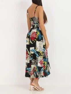 Robe Mi-longue à Feuilles Tropicales -Logic || Diamond || Zero Soldes Boutique R16 1869 5 BLK 3
